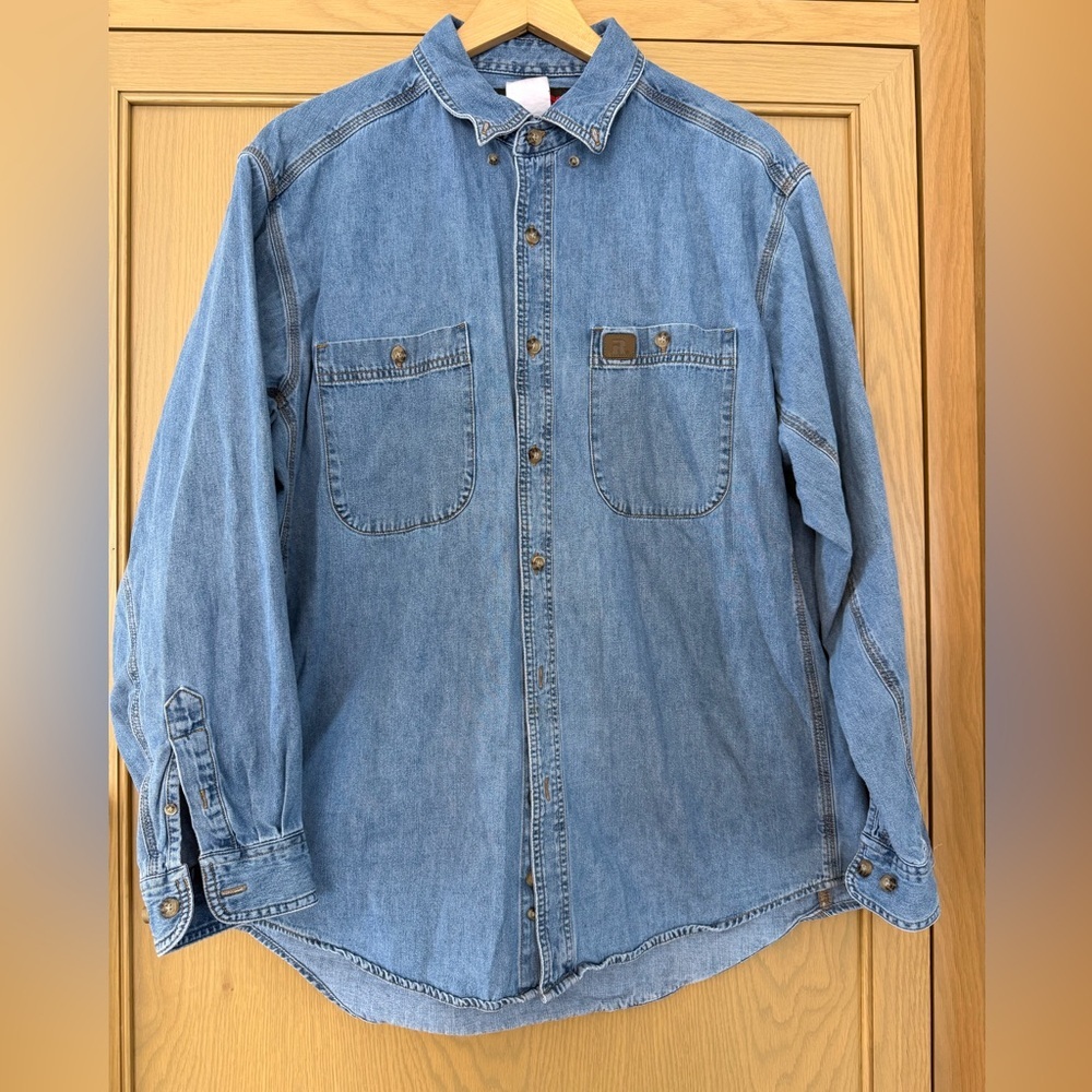 Wrangler Riggs Workwear  Denim Button Down Shirt Cotton / xlarge